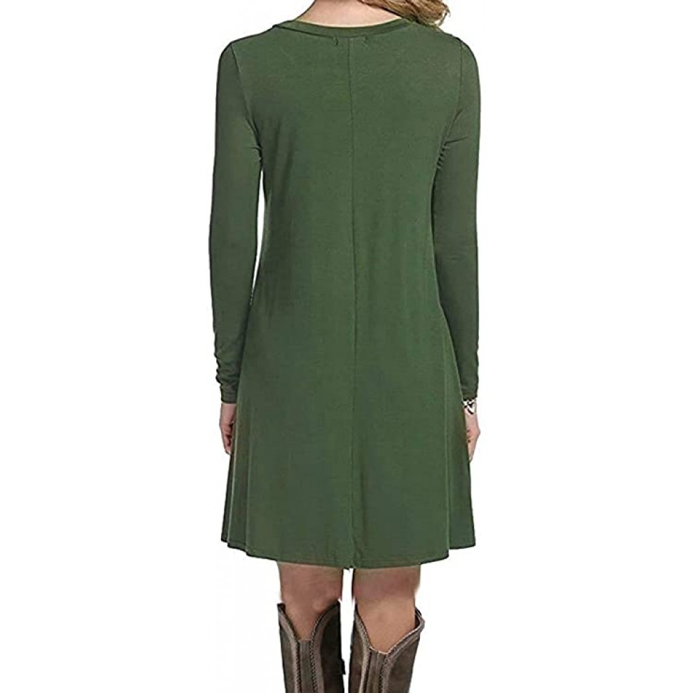 MOLERANI Women's Casual Plain Simple Long Sleeve T-Shirt Loose Dress